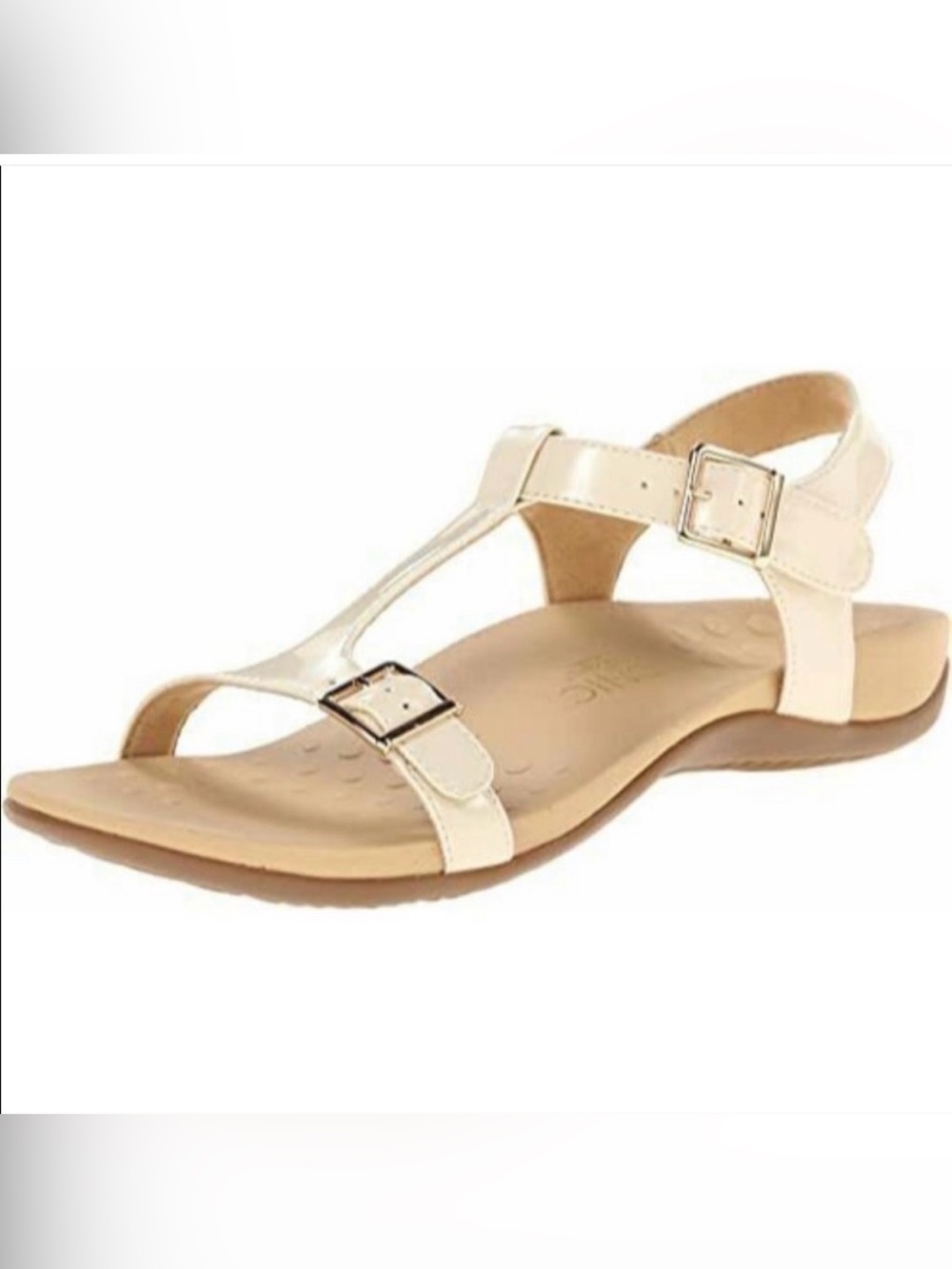 VIONIC Sandals by Orthaheel Adriane Cream / Sand T-Strap Sandals 8